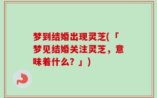 梦到结婚出现灵芝(「梦见结婚关注灵芝，意味着什么？」)