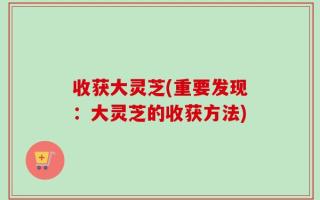 收获大灵芝(重要发现：大灵芝的收获方法)