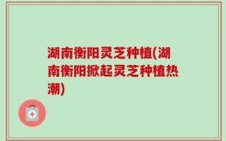 湖南衡阳灵芝种植(湖南衡阳掀起灵芝种植热潮)