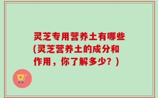 灵芝专用营养土有哪些(灵芝营养土的成分和作用，你了解多少？)