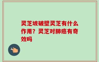 灵芝坡破壁灵芝有什么作用？灵芝对肺癌有奇效吗