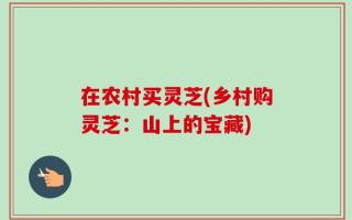 在农村买灵芝(乡村购灵芝：山上的宝藏)