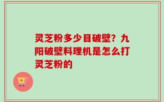 灵芝粉多少目破壁？九阳破壁料理机是怎么打灵芝粉的