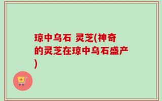 琼中乌石 灵芝(神奇的灵芝在琼中乌石盛产)