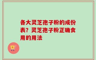 各大灵芝孢子粉的成份表？灵芝孢子粉正确食用的用法