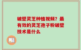 破壁灵芝种植视频？最有效的灵芝孢子粉破壁技术是什么