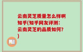 云南灵芝质量怎么样啊知乎(知乎网友评测：云南灵芝的品质如何？)