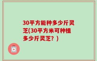 30平方能种多少斤灵芝(30平方米可种植多少斤灵芝？)
