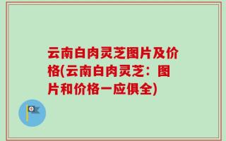 云南白肉灵芝图片及价格(云南白肉灵芝：图片和价格一应俱全)