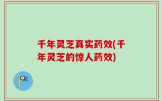 千年灵芝真实药效(千年灵芝的惊人药效)