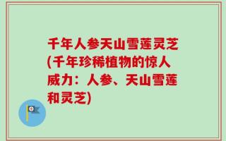 千年人参天山雪莲灵芝(千年珍稀植物的惊人威力：人参、天山雪莲和灵芝)