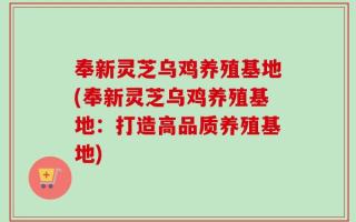 奉新灵芝乌鸡养殖基地(奉新灵芝乌鸡养殖基地：打造高品质养殖基地)