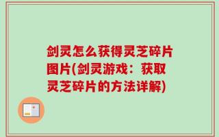 剑灵怎么获得灵芝碎片图片(剑灵游戏：获取灵芝碎片的方法详解)