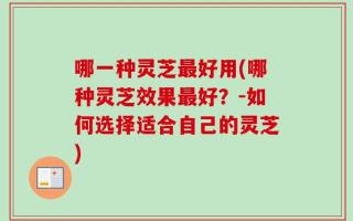 哪一种灵芝最好用(哪种灵芝效果最好？-如何选择适合自己的灵芝)
