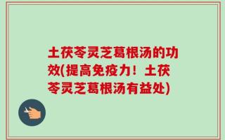 土茯苓灵芝葛根汤的功效(提高免疫力！土茯苓灵芝葛根汤有益处)