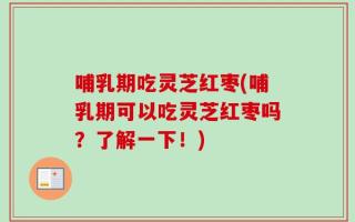 哺乳期吃灵芝红枣(哺乳期可以吃灵芝红枣吗？了解一下！)