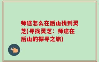 师途怎么在后山找到灵芝(寻找灵芝：师途在后山的探寻之旅)