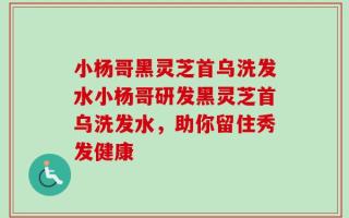 小杨哥黑灵芝首乌洗发水小杨哥研发黑灵芝首乌洗发水，助你留住秀发健康