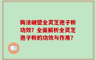 酶法破壁全灵芝孢子粉功效？全面解析全灵芝孢子粉的功效与作用？