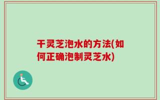 干灵芝泡水的方法(如何正确泡制灵芝水)