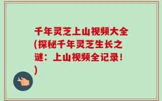 千年灵芝上山视频大全(探秘千年灵芝生长之谜：上山视频全记录！)