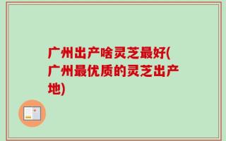 广州出产啥灵芝最好(广州最优质的灵芝出产地)