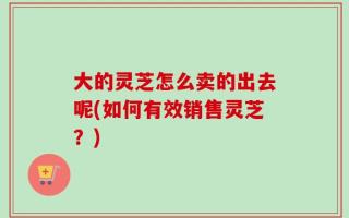 大的灵芝怎么卖的出去呢(如何有效销售灵芝？)