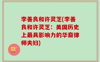 李善良和许灵芝(李善良和许灵芝：美国历史上最具影响力的华裔律师夫妇)
