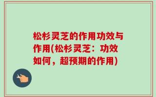 松杉灵芝的作用功效与作用(松杉灵芝：功效如何，超预期的作用)
