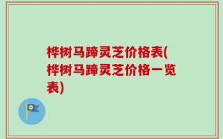 桦树马蹄灵芝价格表(桦树马蹄灵芝价格一览表)
