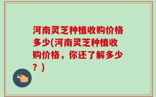 河南灵芝种植收购价格多少(河南灵芝种植收购价格，你还了解多少？)