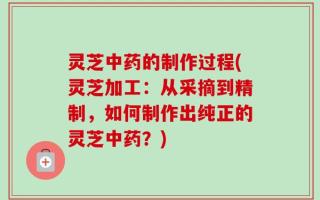 灵芝中药的制作过程(灵芝加工：从采摘到精制，如何制作出纯正的灵芝中药？)
