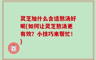 灵芝加什么合适熬汤好呢(如何让灵芝熬汤更有效？小技巧来帮忙！)