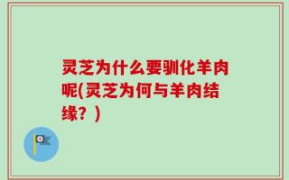 灵芝为什么要驯化羊肉呢(灵芝为何与羊肉结缘？)