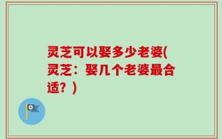 灵芝可以娶多少老婆(灵芝：娶几个老婆最合适？)