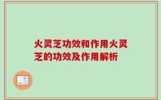火灵芝功效和作用火灵芝的功效及作用解析