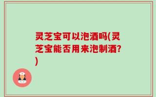 灵芝宝可以泡酒吗(灵芝宝能否用来泡制酒？)