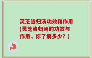 灵芝当归汤功效和作用(灵芝当归汤的功效与作用，你了解多少？)