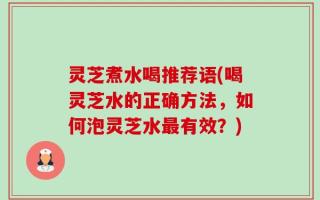 灵芝煮水喝推荐语(喝灵芝水的正确方法，如何泡灵芝水最有效？)