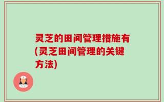 灵芝的田间管理措施有(灵芝田间管理的关键方法)
