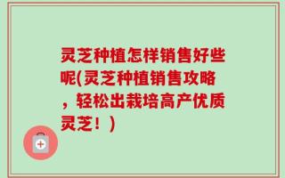 灵芝种植怎样销售好些呢(灵芝种植销售攻略，轻松出栽培高产优质灵芝！)
