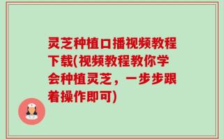 灵芝种植口播视频教程下载(视频教程教你学会种植灵芝，一步步跟着操作即可)