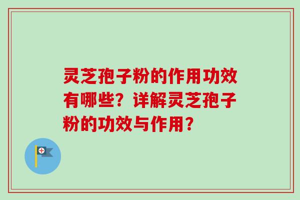 灵芝孢子粉的作用功效有哪些？详解灵芝孢子粉的功效与作用？-第1张图片-卓越灵芝孢子粉