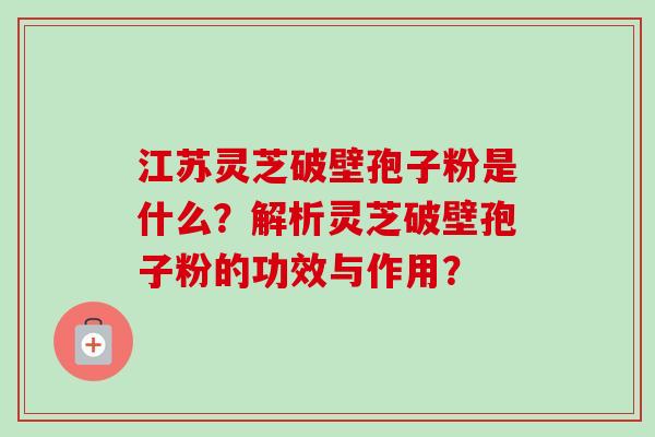 江苏灵芝破壁孢子粉是什么？解析灵芝破壁孢子粉的功效与作用？-第1张图片-卓越灵芝孢子粉