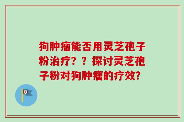 狗肿瘤能否用灵芝孢子粉治疗??探讨灵芝孢子粉对狗肿瘤的疗效?-第1张图片-卓越灵芝孢子粉 狗肿瘤能否用灵芝孢子粉治疗??探讨灵芝孢子粉对狗肿瘤的疗效?-第1张图片-卓越灵芝孢子粉