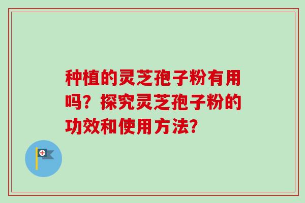 种植的灵芝孢子粉有用吗?探究灵芝孢子粉的功效和使用方法?-第1张图片-卓越灵芝孢子粉 种植的灵芝孢子粉有用吗?探究灵芝孢子粉的功效和使用方法?-第1张图片-卓越灵芝孢子粉