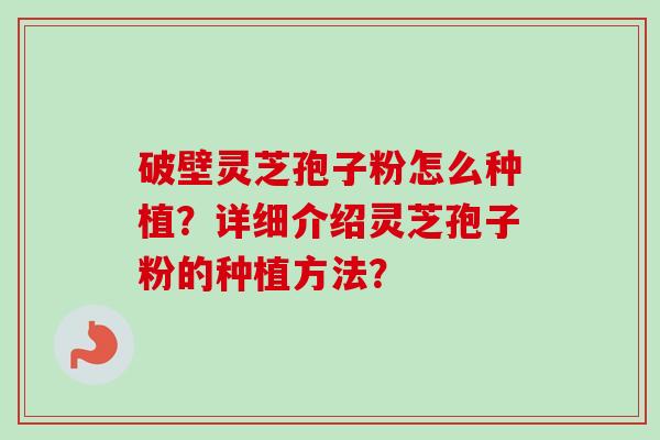 破壁灵芝孢子粉怎么种植?详细介绍灵芝孢子粉的种植方法?-第1张图片-卓越灵芝孢子粉 破壁灵芝孢子粉怎么种植?详细介绍灵芝孢子粉的种植方法?-第1张图片-卓越灵芝孢子粉