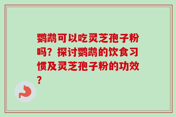 鹦鹉可以吃灵芝孢子粉吗？探讨鹦鹉的饮食习惯及灵芝孢子粉的功效？-第1张图片-卓越灵芝孢子粉