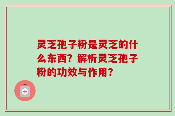 灵芝孢子粉是灵芝的什么东西?解析灵芝孢子粉的功效与作用?-第1张图片-卓越灵芝孢子粉 灵芝孢子粉是灵芝的什么东西?解析灵芝孢子粉的功效与作用?-第1张图片-卓越灵芝孢子粉