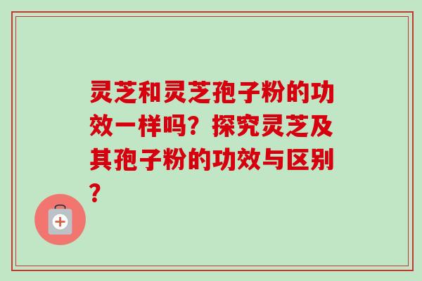 灵芝和灵芝孢子粉的功效一样吗？探究灵芝及其孢子粉的功效与区别？-第1张图片-卓越灵芝孢子粉